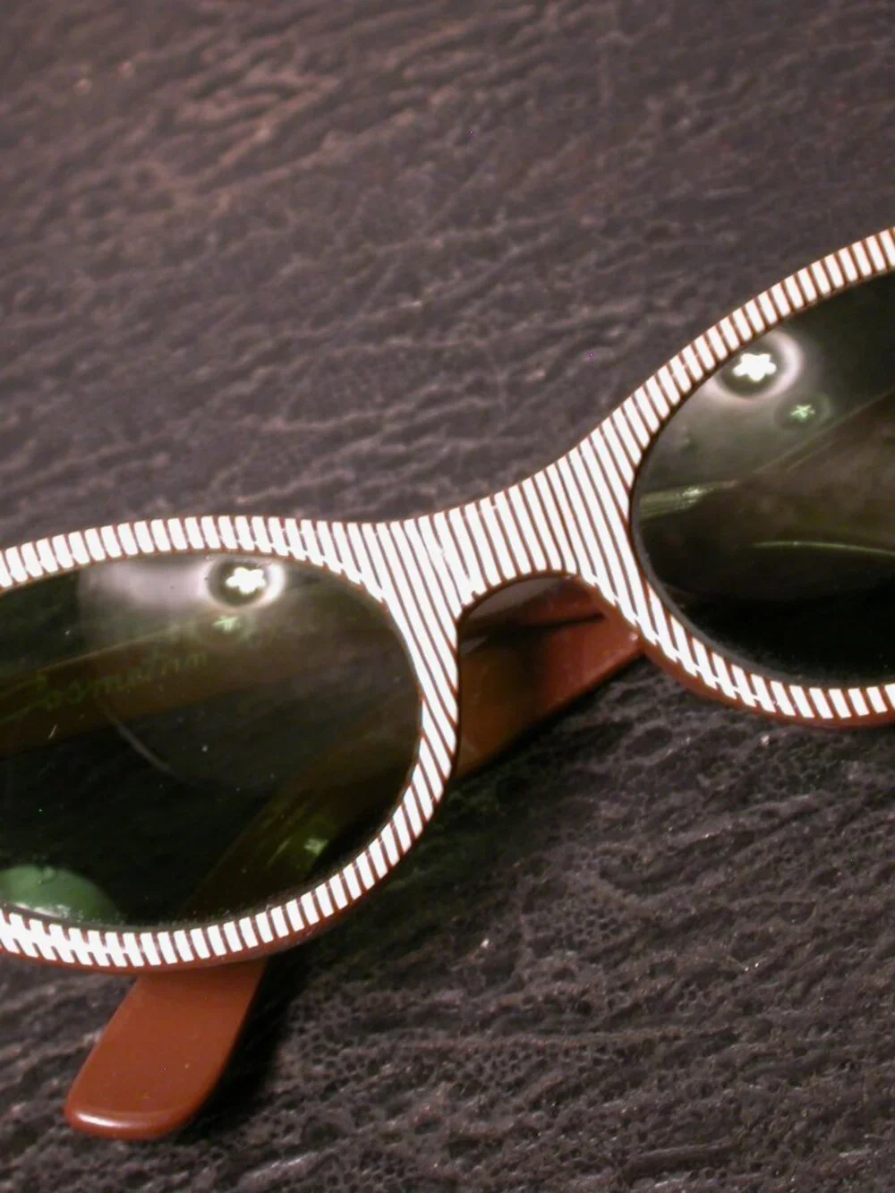 Vintage Cosmetan Brown and White Stripe Cat Eye Sunglasses FRAMEONLY